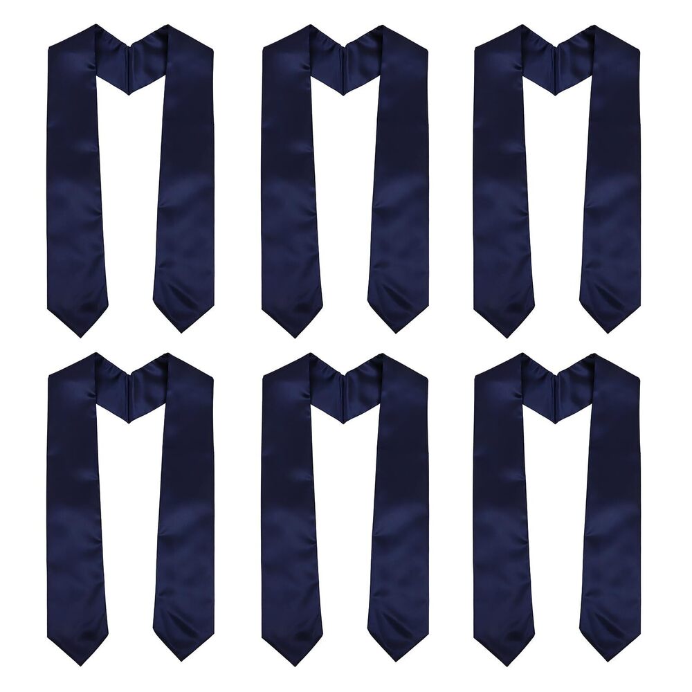 7611 6 Pieces Plain Graduation Honor Stole Bulk Unisex Academic Sashes